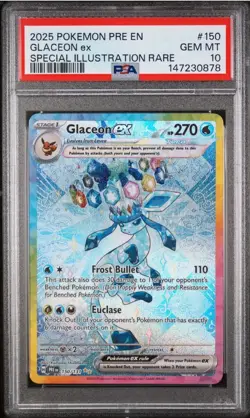 Pokemon 2025 Prismatic Evolutions Glaceon EX 150/131 Gem Mint PSA 10 - Image 1
