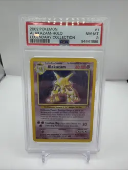 2002 POKEMON LEGENDARY COLLECTION #1 ALAKAZAM-HOLO PSA 8 - Image 1