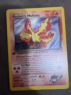 Pokemon TCG Rocket's Moltres Gym Heroes Holo Rare 1/132 1st Edition English - Image 1