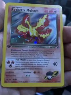 Pokemon TCG Rocket's Moltres Gym Heroes Holo Rare 1/132 1st Edition English - Image 2