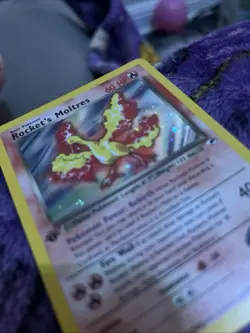 Pokemon TCG Rocket's Moltres Gym Heroes Holo Rare 1/132 1st Edition English - Image 3