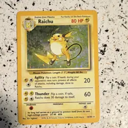 Pokemon Raichu 14/102 Base Set Holo Rare 80 HP Card Wizards of the Coast 1999 - Image 1