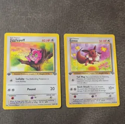 Pokemon TCG Jungle Vintage 2-Card Lot - Jigglypuff 54/64 Eevee 51/64 1st Edition - Image 1
