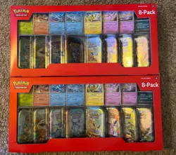 Pokemon Prismatic Evolutions- Costco 8 Mini-Tin Bundle w/ Promo Cards Sealed X2 - Image 1