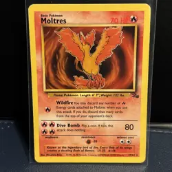 Pokemon TCG Fossil 1st Ed Moltres 27/62 Rare Reg 1999 70HP MP - Image 1