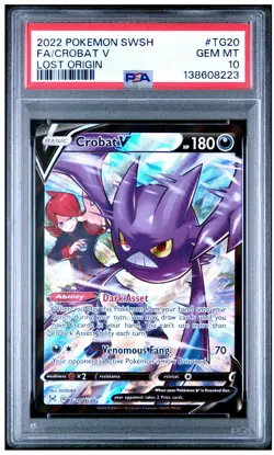 PSA 10 Crobat V TG20/TG30 Pokemon Lost Origin Full Art SWSH 2022 GEM MINT - Image 1
