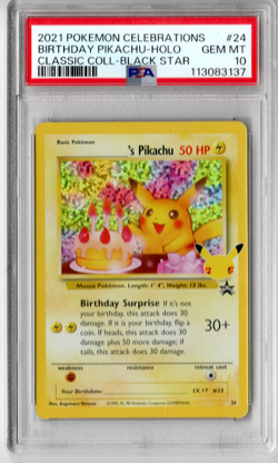 2021 POKEMON CELEBRATIONS CLASSIC COLLECTION #24 BIRTHDAY PIKACHU-HOLO PSA 10 - Image 1