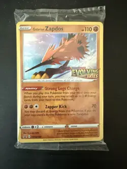 Galarian Zapdos SWSH124 Evolving Skies Prerelease Promo Deck Pokemon Sealed NM - Image 1