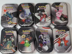 Pokemon Unova Black Bolt White Flare 8 diff. sealed Mini Tins from Same Display - Image 1