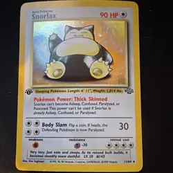 Pokemon TCG Snorlax 1st Ed Jungle Holo Rare 11/64 90 HP ENG 1999 - Image 1