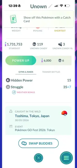 Pokemon Go Shiny Unown W - Image 2