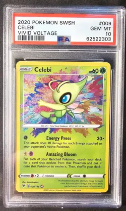Pokemon SWSH Vivid Voltage Celebi Holo Amazing Rare 009/185 PSA 10 English - Image 1
