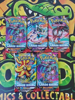 Pokemon TCG 5 Sealed Packs Chaos Rising Brand New In Hand - Image 1