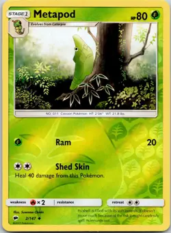 METAPOD - 2/147 Burning Shadows - POKEMON Reverse Holo NM/M - Image 1