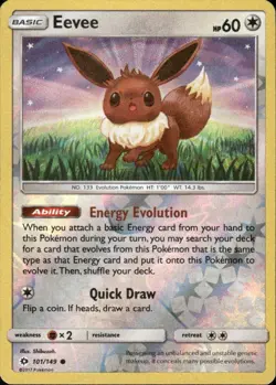 EEVEE 101/149 SM BASE SET COMMON REVERSE HOLO POKEMON SHIBUZOH - Image 1