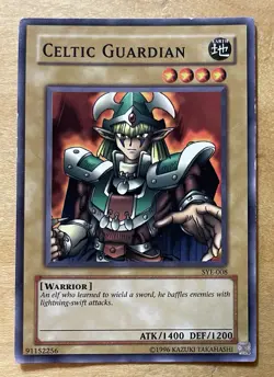 Yugioh Celtic Guardian LOB-007 Unlimited Rare Holo DMG EX-NM - Image 1