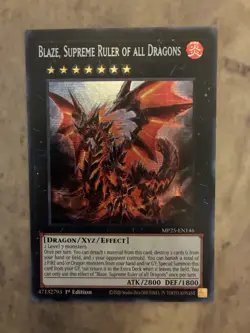 Yugioh! TCG - Blaze, Supreme Ruler of all Dragons - Prismatic Secret Rare - MP25 - Image 1