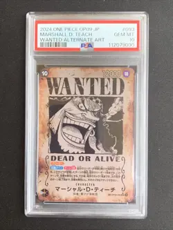 One Piece TCG PSA 10 MARSHALL D. TEACH WANTED SP OP09-093 SR - JPN JAPANESE JP - Image 1