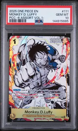 2025 ONE PIECE PREMIUM CARD COLLECTION 6 ASSORT VOL.1 #111 MONKEY D LUFFY PSA 10 - Image 1