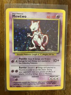 Pokemon TCG Mewtwo Base Set 10/102 Holo Rare Card - Image 1