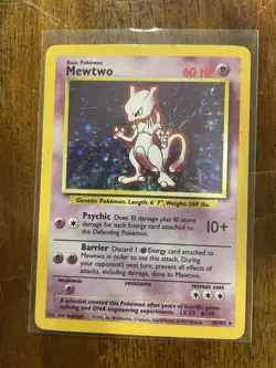 Pokemon TCG Mewtwo Base Set 10/102 Holo Rare Card - Image 2