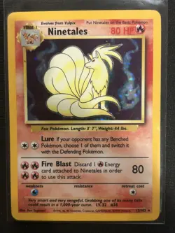 Pokemon TCG Ninetales Base Set Holo Rare Card 12/102 Unlimited NM Condition - Image 1