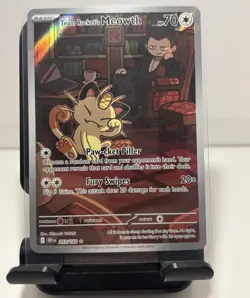 Pokemon TCG Team Rocket's Meowth 203/182 Destined Rivals IR Full Art Holo - Image 1