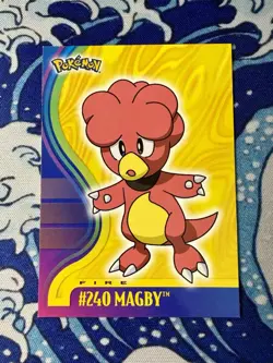 Pokemon 2001 Nintendo Topps Johto Champions Magby #240 TV Animation Blue Logo - Image 1