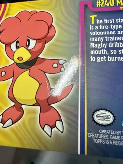Pokemon 2001 Nintendo Topps Johto Champions Magby #240 TV Animation Blue Logo - Image 3