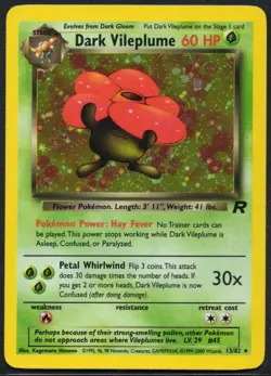 Dark Vileplume LP+ Unlimited Team Rocket 13/82 Pokemon TCG Holo - Image 1