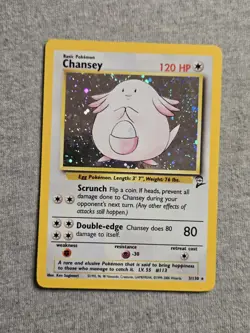 Pokemon TCG Chansey 3/130 Base Set 2 Holo W/ SWIRL - Image 1
