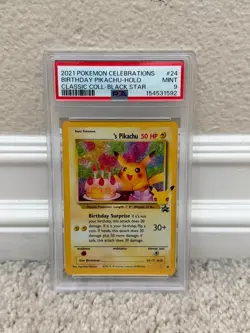 2021 POKEMON CELEBRATIONS BIRTHDAY PIKACHU HOLO BLACK STAR #24 PSA 9 MINT - Image 1