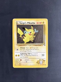 Pokemon TCG Lt. Surge's Pikachu Gym Heroes 81/132 Regular Unlimited Common WOTC - Image 1