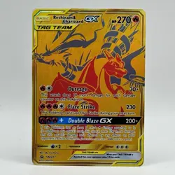 2021 Pokemon Reshiram Charizard GX SM247 Blk Star Promo Full Art Tag Team GMA 10 - Image 1