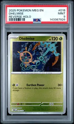 2025 POKEMON MEG EN-MEGA EVOLUTION REVERSE HOLO #018 DHELMISE PSA 9 - Image 1