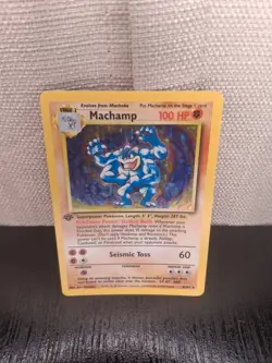 POKEMON MACHAMP 1999 BASE SET 8/102 HOLO UNLIMITED HOLO RARE 1st EDITION - Image 1