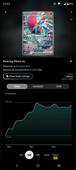 Roaring Moon EX Pokemon Card In Sleeve Near Mint Condition - Image 3