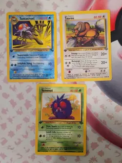 3 Vintage 1st Edition Pokemon Card Lot - (LP-HP) - Image 1