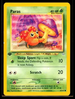 2001 Neo - Revelation Paras #47 1st Edition Non Holo Pokemon Card - Image 1