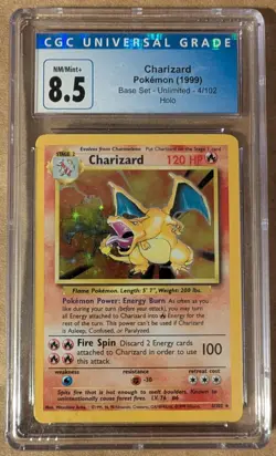 1999 Pokemon Base Set Unlimited #4 Charizard-Holo CGC 8.5 - Image 1