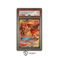 Pokemon TCG PSA 9 Charizard & Braixen GX Tag Team SM Cosmic Eclipse #22 Ultra - Image 1