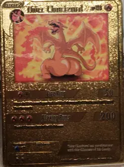 Thicc Charizard HP120 Gold Metal POKEMON collectible Card Gift！ - Image 1