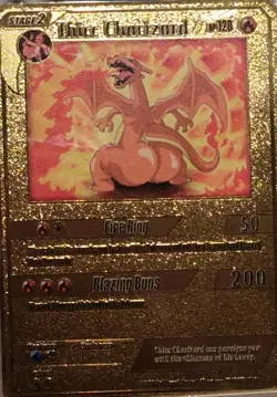 Thicc Charizard HP120 Gold Metal POKEMON collectible Card Gift！ - Image 2