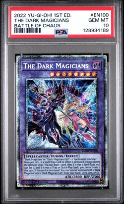 2022 YU-GI-OH! BACH-BATTLE OF CHAOS 1ST EDITION #EN100 THE DARK MAGICIANS PSA 10 - Image 1