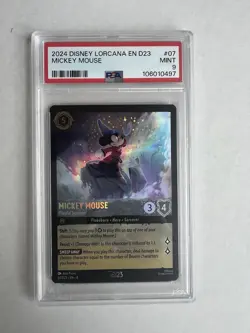 Disney Lorcana Michey Mouse Playful Sorcerer D23 Promo Foil #7 PSA 9 - Image 1