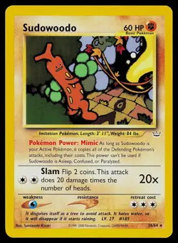 Pokemon Card - Sudowoodo Neo Revelation 26/64 Rare - Image 1