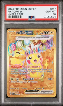 Pokemon Pikachu EX Holo Hyper Rare Card 247/191 SV08 Surging Sparks 2024, PSA 10 - Image 3
