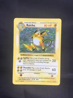 Pokemon Cards: Base Set Shadowless Rare Holo: Raichu 14/102 - Image 1