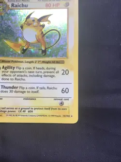 Pokemon Cards: Base Set Shadowless Rare Holo: Raichu 14/102 - Image 5
