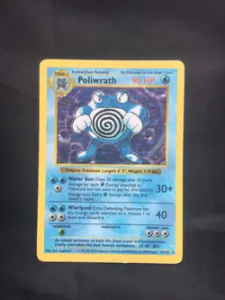 Pokemon Cards: Base Set Shadowless Rare Holo: Poliwrath 13/102 - Image 1